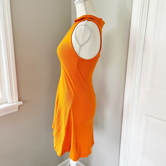 Zara Orange Ribbed V-neck Racer Back Dress - Picture 6 of 7